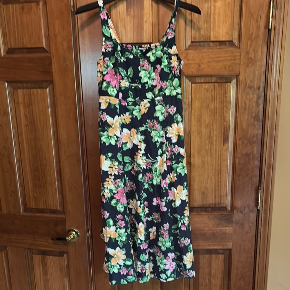 Old Navy Black and Pink Sundress Midi